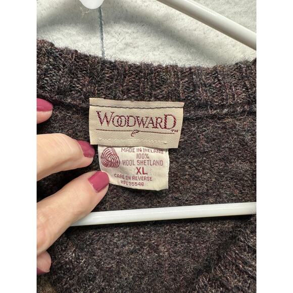 Vintage Woodward 100% Shetland Wool Ireland V Neck Sweater XL Gorpcore - Picture 4 of 8